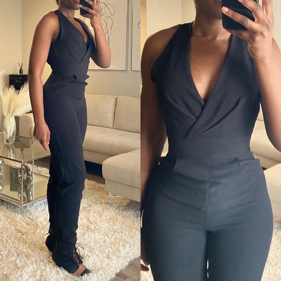 LAST CHANCE | Halter Neck Wrap Front Jumpsuit - Picture 3 of 4